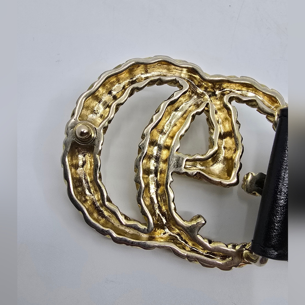 Gucci Calfskin Striped Textured Double G Belt - Picture 12 of 13